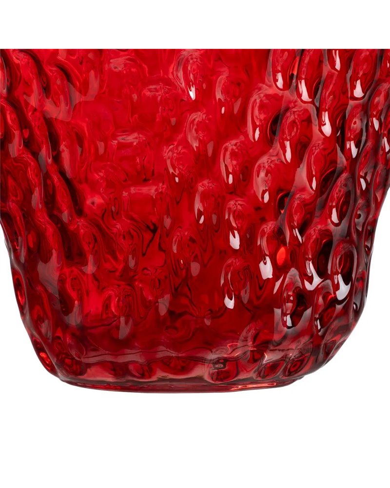 JARRÓN FRESA ROJO CRISTAL DECORACIÓN 23 X 19 X 25 CM