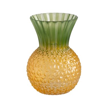 JARRÓN PIÑA VERDE-AMARILLO CRISTAL 20 X 20 X 27,50 CM
