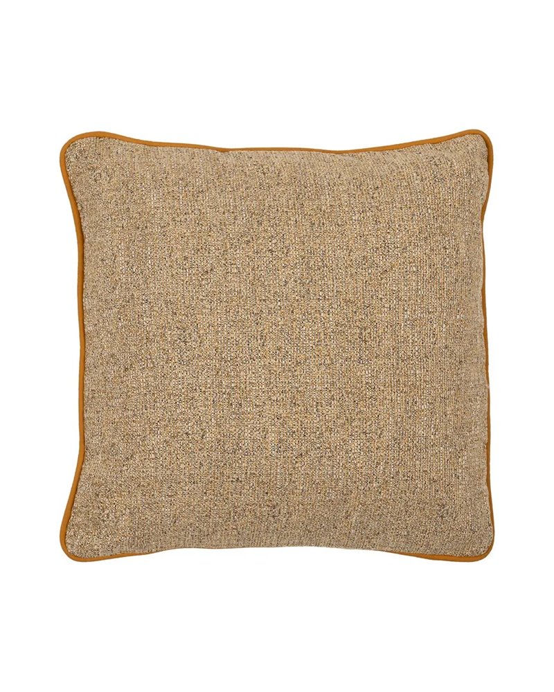 COJÍN OCRE POLIESTER DECORACIÓN 45 X 45 CM