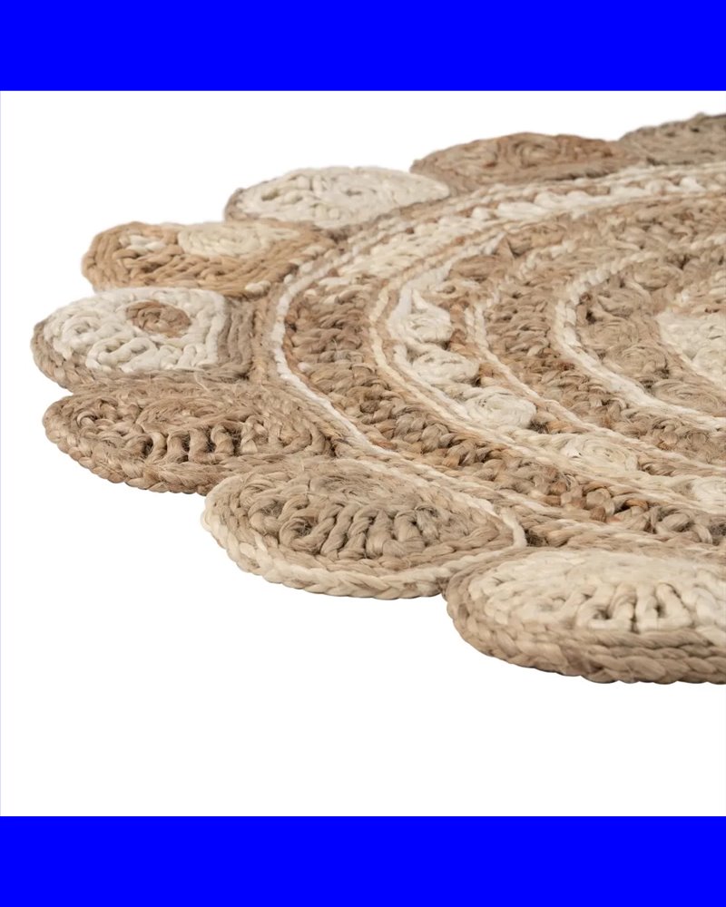 ALFOMBRA NATURAL-BLANCO YUTE DECORACIÓN 120 X 120 CM