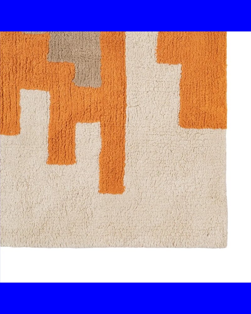 ALFOMBRA AZTECA BLANCO-NARANJA ALGODÓN 135 X 100 CM