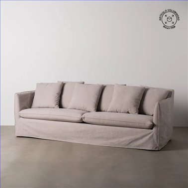 SOFÁ TAUPE TEJIDO SALÓN 237 X 91 X 78 CM