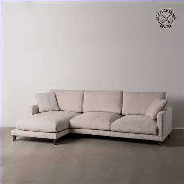 SOFÁ CHAISE LONGUE IZQUIERDA CREMA 290 X 160 X 95 CM