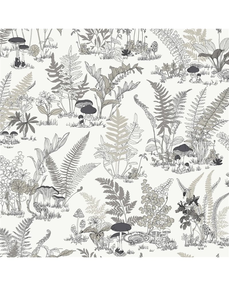 Mushroom Garden Toile Black Grey RT7893 Mushroom Garden Toile Black Grey RT7893