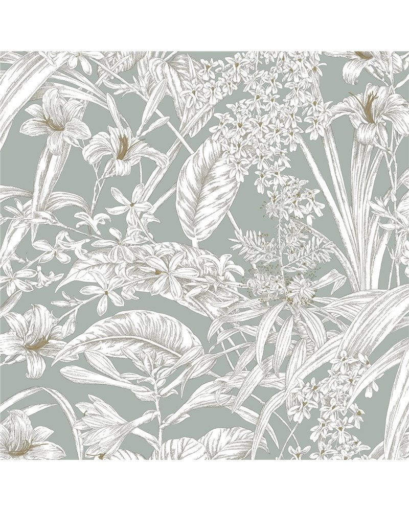 Orchid Conservatory Toile Seamist Taupe RT7882 Orchid Conservatory Toile Seamist Taupe RT7882