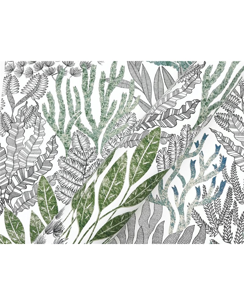 Coral Leaves Blue Green RT7803