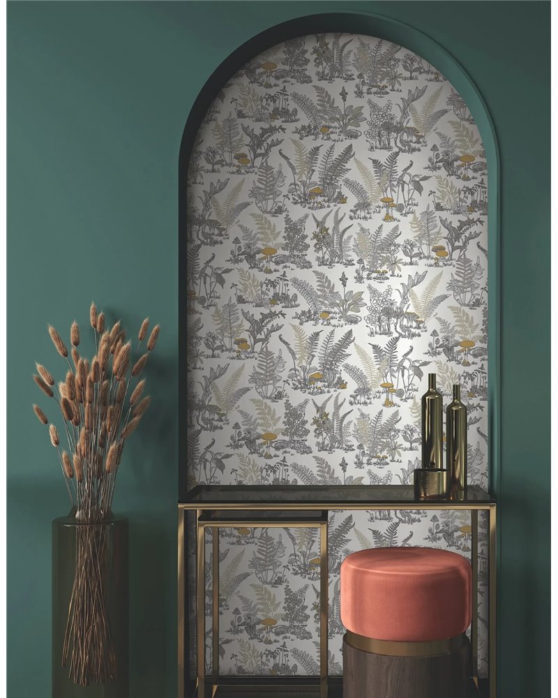 Mushroom Garden Toile Neutral Gold RT7892
