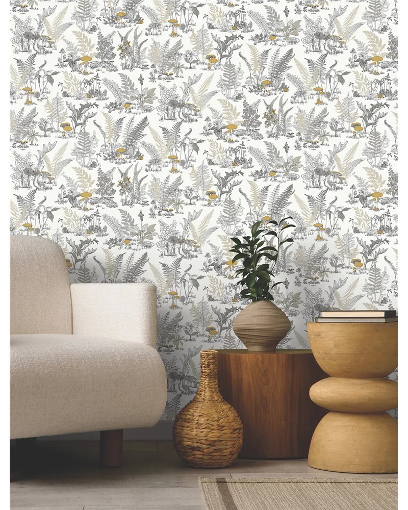 Mushroom Garden Toile Neutral Gold RT7892
