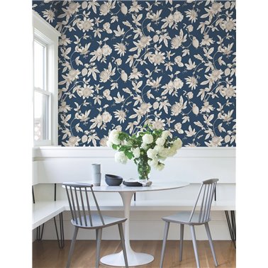 Passion Flower Toile Navy...