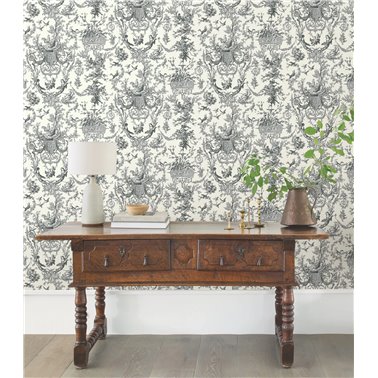 Old World Toile Black White...
