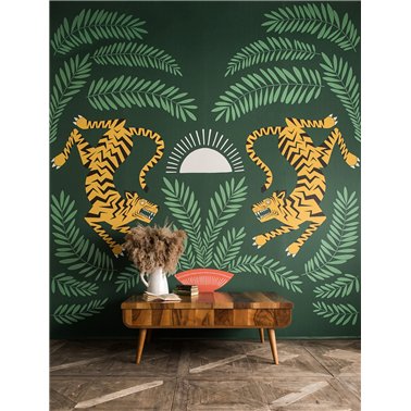 Tigers & Plants Green Mural...
