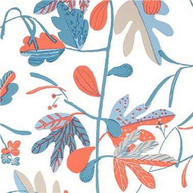 Matisse Leaf French Blue and Coral T16207