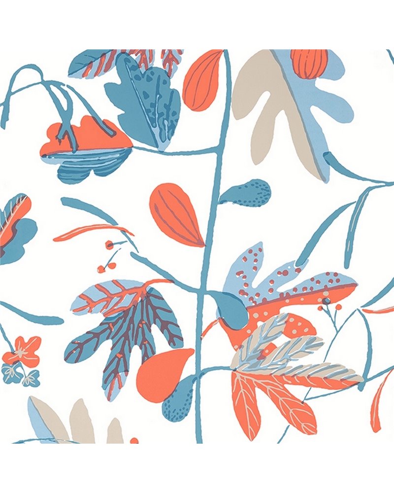 Matisse Leaf French Blue and Coral T16207 Matisse Leaf French Blue and Coral T16207