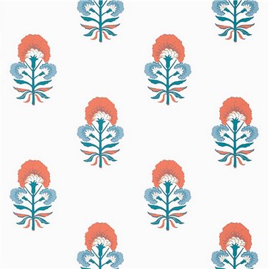 Tybee Bud French Blue and Coral T16213