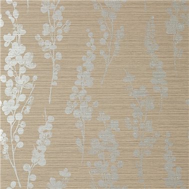 Spring Blooms Metallic Silver On Taupe T41053